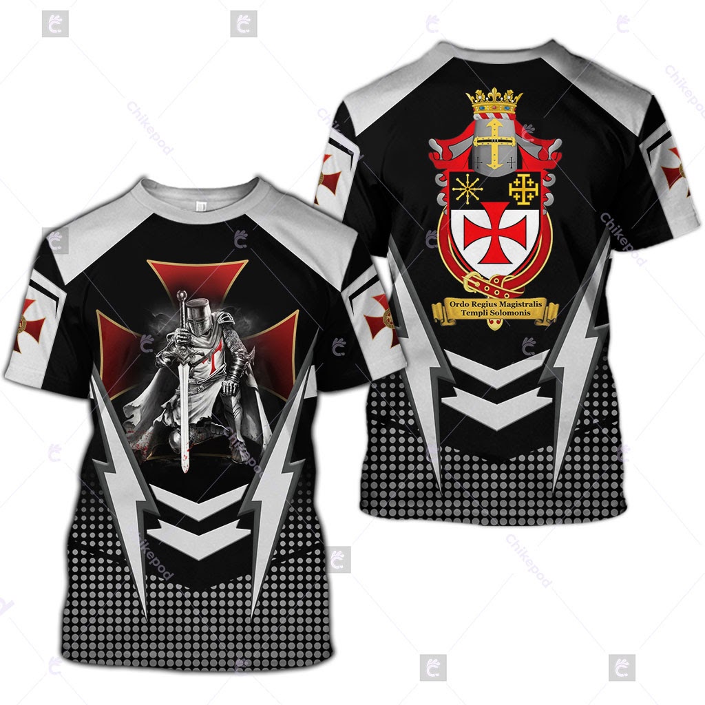 Halloween Mens Graphic Shirt Knights Templar Designer Retro Vintage 3D Print Tee
